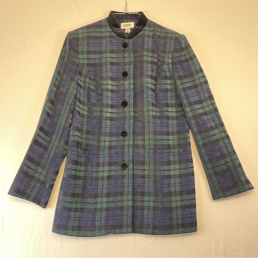 Talbots Blue and Green Plaid Blazer Size 10